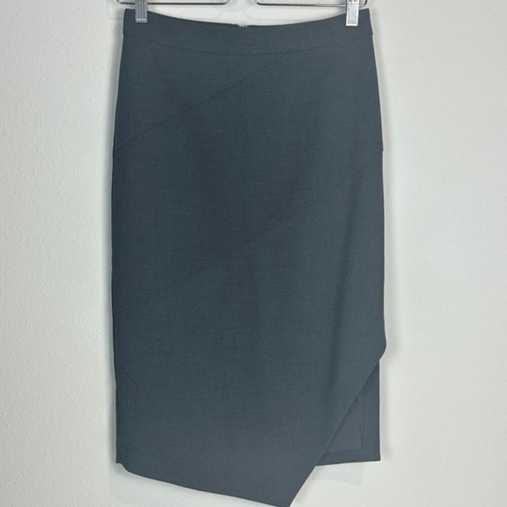 Halogen Asymmetrical Grey Casual Pencil Skirt 4